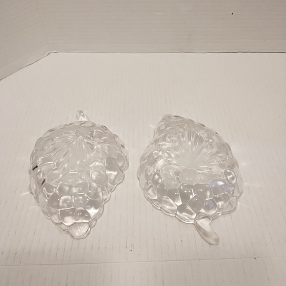 Grape Cluster Shape Candy Dishes Set Of Two Cut Glass Crystal 7" x 4.5" Vintage - Picture 4 of 8